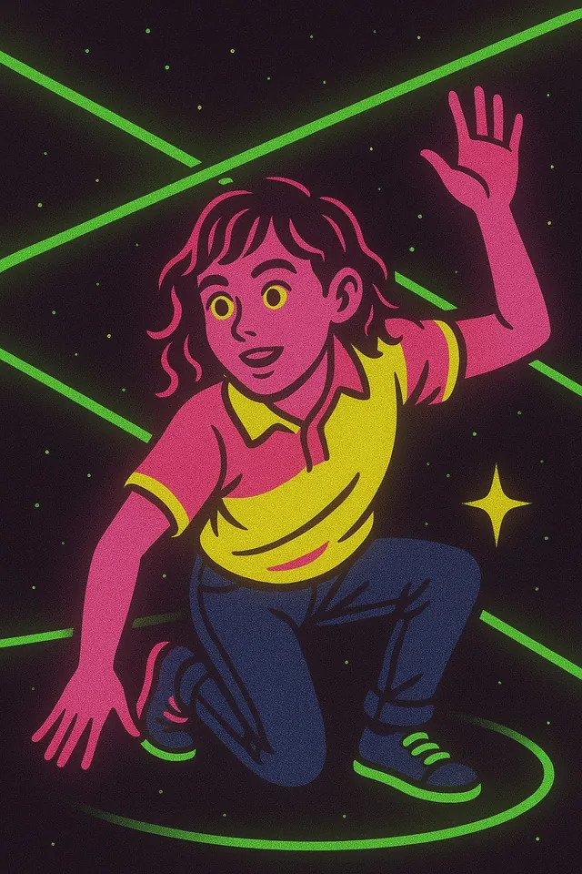 Player weaving through a glowing green laser maze